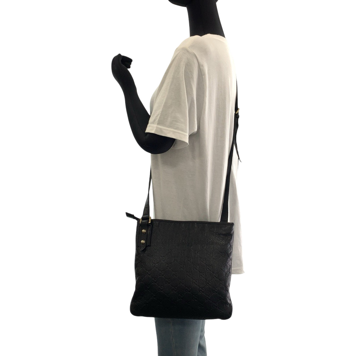 GUCCI Shoulder Bag 239347 leather Black SilverMetal Shoulder Bag pochette Guccisima Women(Unisex) Used Authentic