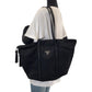 PRADA Tote Bag BR3920 Nylon Black SilverMetal Tote Bag Shoulder Bag Test Triangle With logo Fringe Women Used Authentic