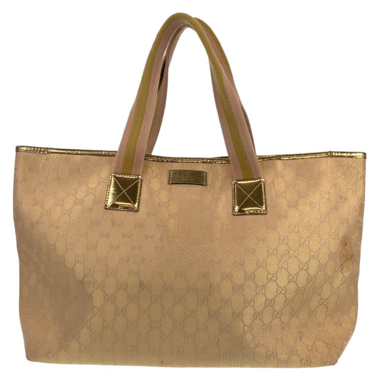 GUCCI Tote Bag 267474 001013 GG canvas Beige gold Tote Bag Shoulder Bag Women Used Authentic