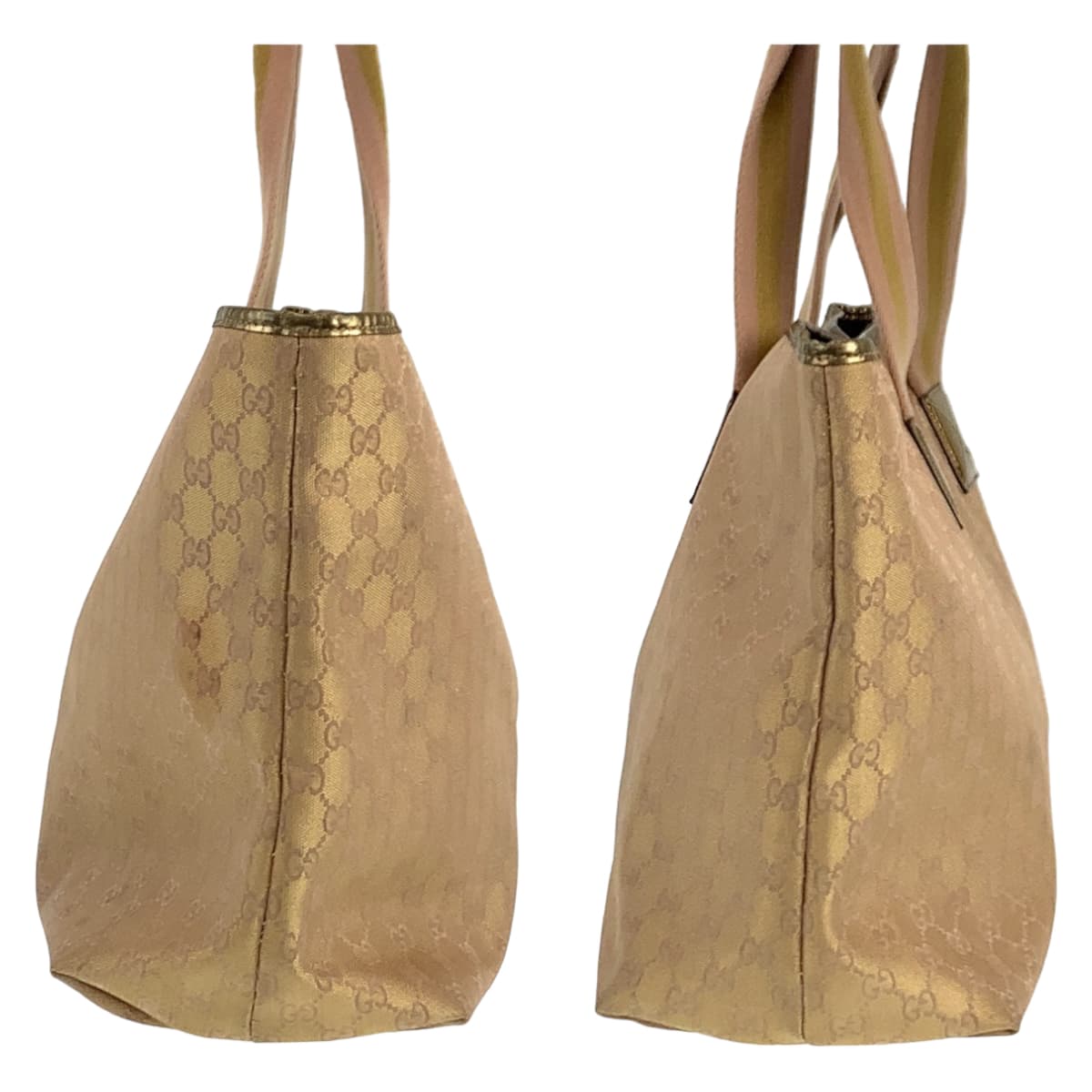GUCCI Tote Bag 267474 001013 GG canvas Beige gold Tote Bag Shoulder Bag Women Used Authentic