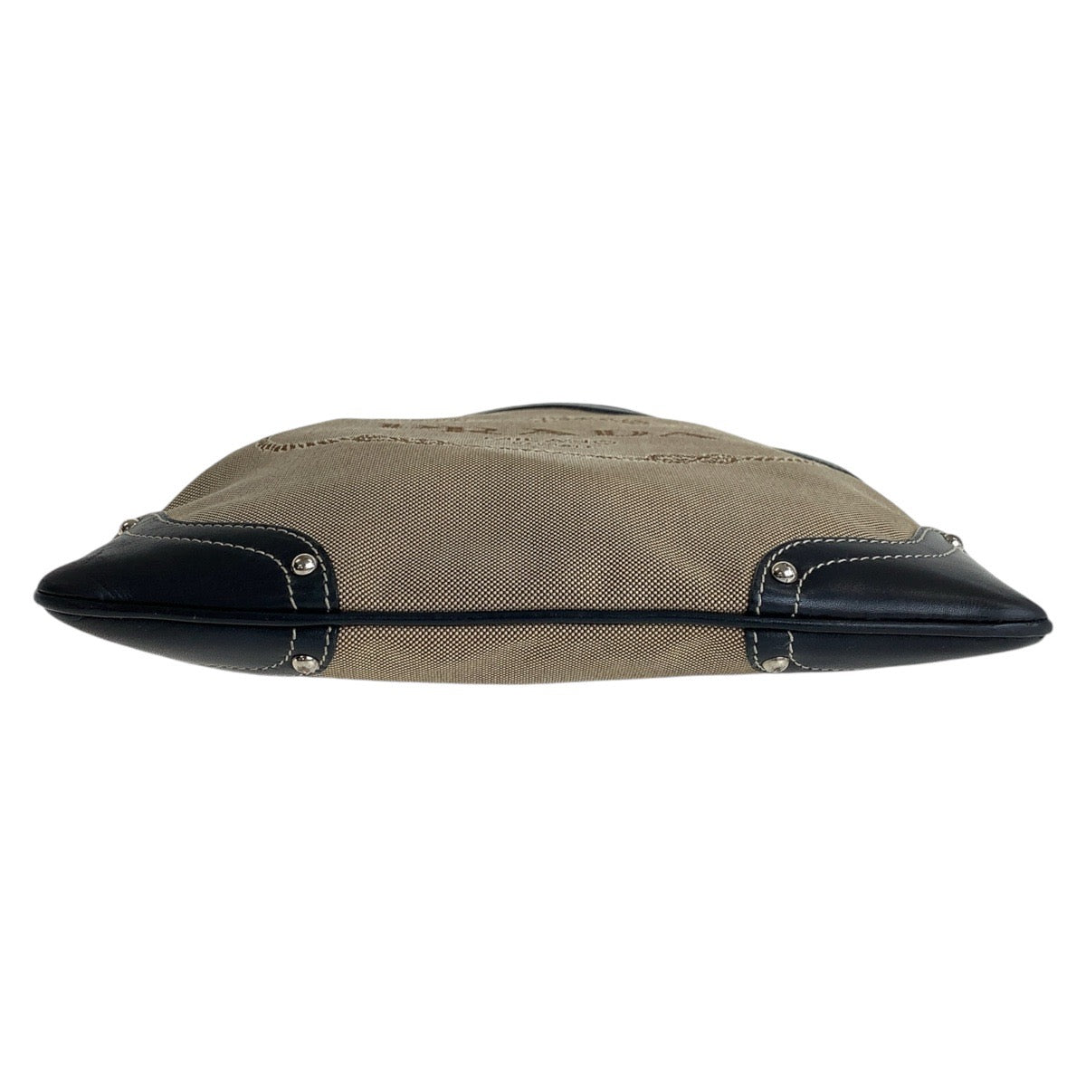 PRADA Shoulder Bag Canvas, Leather Beige Black SilverMetal Shoulder Bag Messenger bag Logo jacquard Women Used Authentic