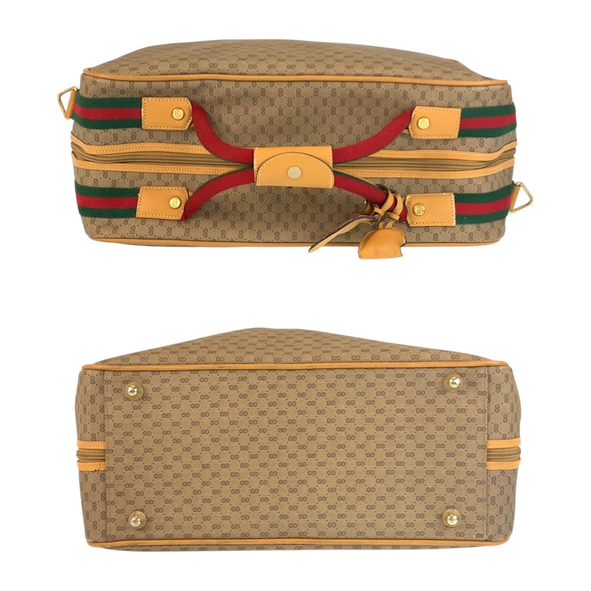 GUCCI Boston Duffel bag GG canvas Beige Multicolor Gold Metal Boston Duffel bag Handbag Travel bag Duffle bag Unisex Old Gucci Shelly Line Micro GG Women(Unisex) Used Authentic