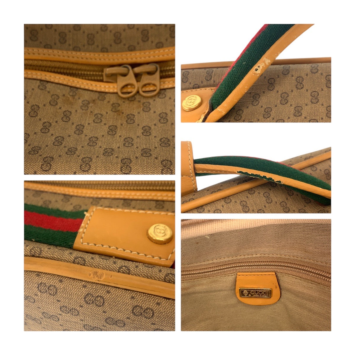 GUCCI Boston Duffel bag GG canvas Beige Multicolor Gold Metal Boston Duffel bag Handbag Travel bag Duffle bag Unisex Old Gucci Shelly Line Micro GG Women(Unisex) Used Authentic