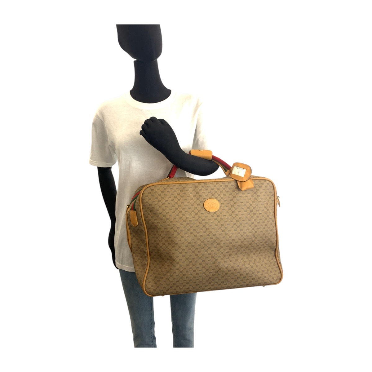 GUCCI Boston Duffel bag GG canvas Beige Multicolor Gold Metal Boston Duffel bag Handbag Travel bag Duffle bag Unisex Old Gucci Shelly Line Micro GG Women(Unisex) Used Authentic