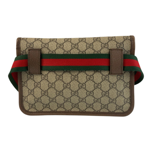GUCCI Sling bag 493930 GG Supreme canvas, leather Beige Brown Gold Metal Sling bag Waist bag Sherry Line Neo Vintage mens Used Authentic