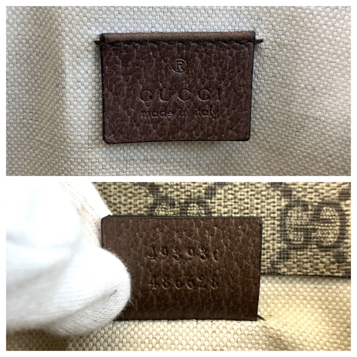 GUCCI Sling bag 493930 GG Supreme canvas, leather Beige Brown Gold Metal Sling bag Waist bag Sherry Line Neo Vintage mens Used Authentic