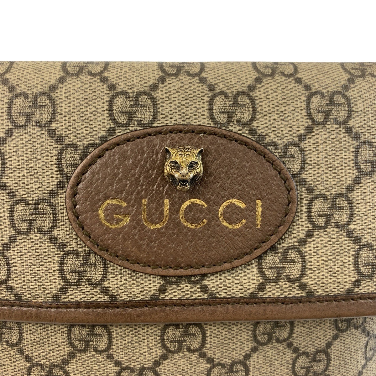 GUCCI Sling bag 493930 GG Supreme canvas, leather Beige Brown Gold Metal Sling bag Waist bag Sherry Line Neo Vintage mens Used Authentic
