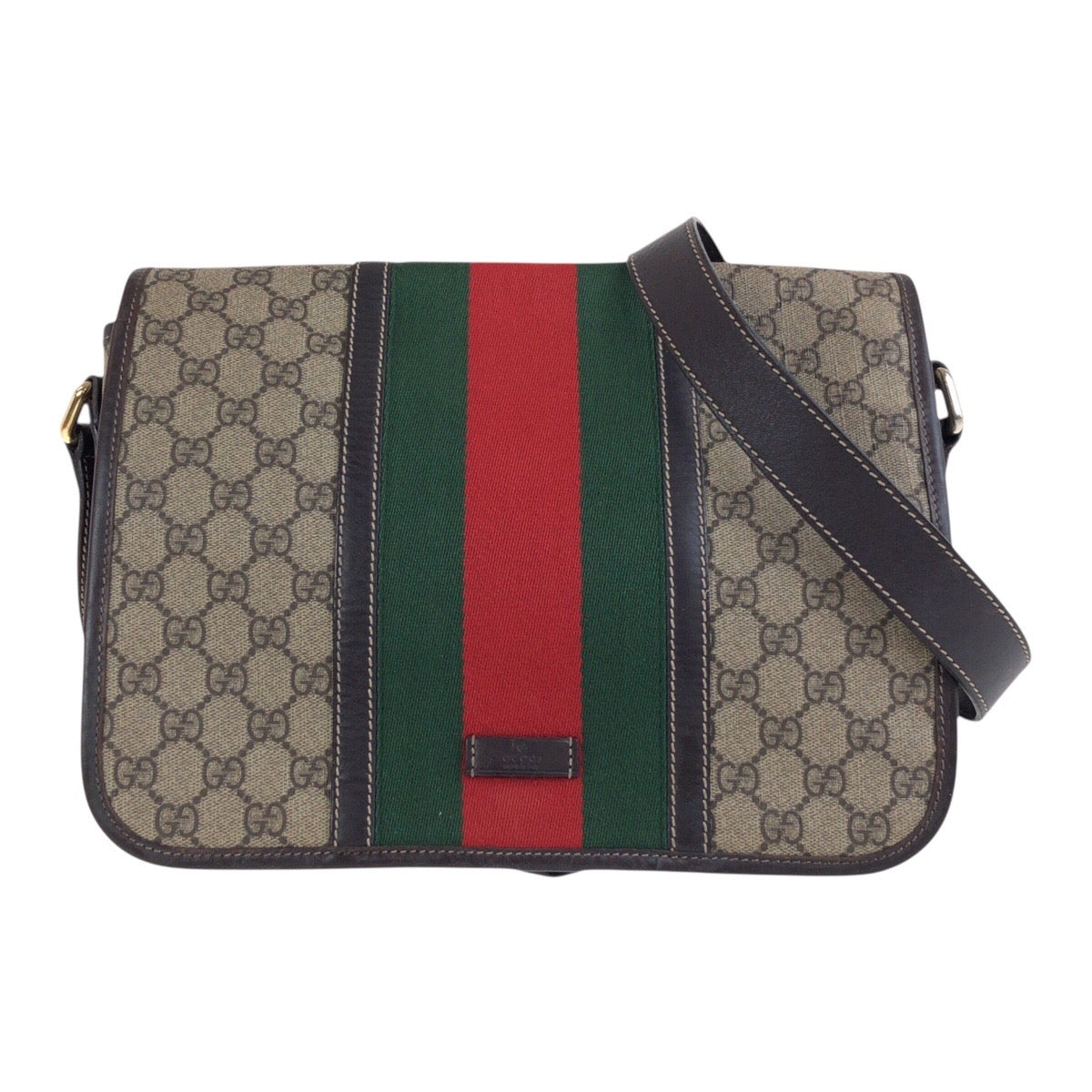 GUCCI Shoulder Bag 211130 GG Supreme Canvas Beige Brown Gold Metal Crossbody Shoulder Bag Unisex Sherry line Women Used Authentic
