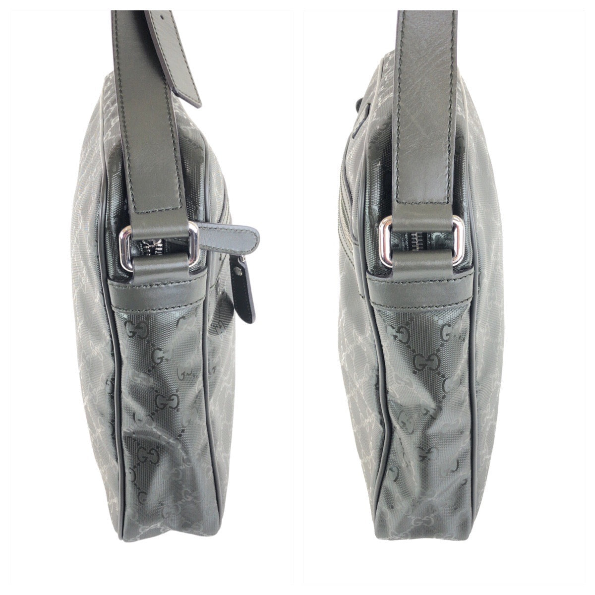 GUCCI Shoulder Bag 201448 leather Khaki Silver Metal GG implementation