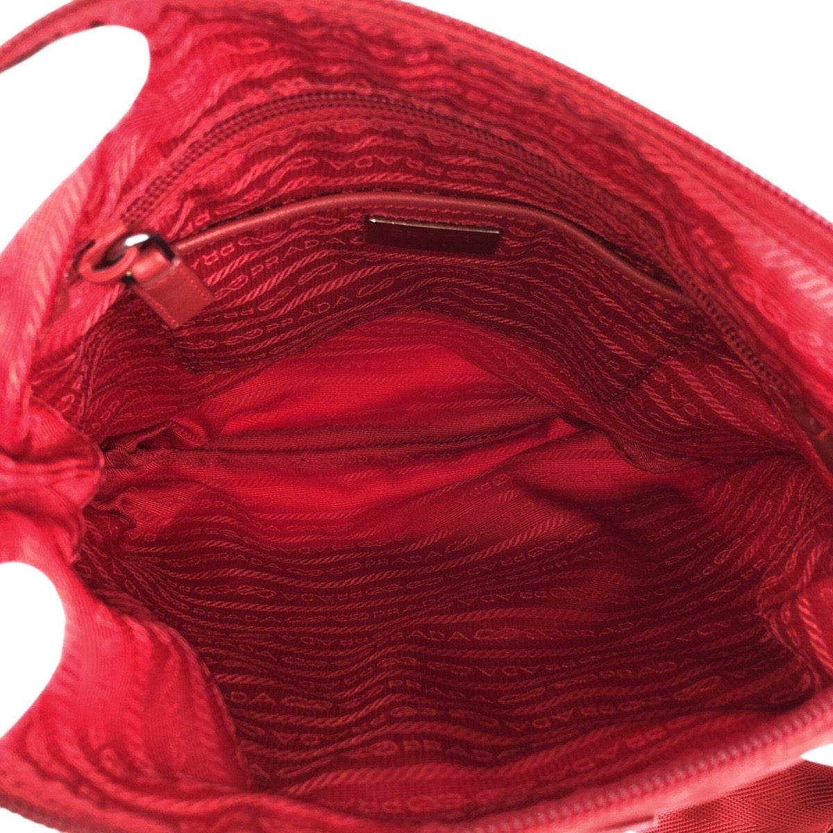 PRADA Shoulder Bag Nylon Red Silver Metal Crossbody Shoulder Bag Test Triangle With logo Women Used Authentic