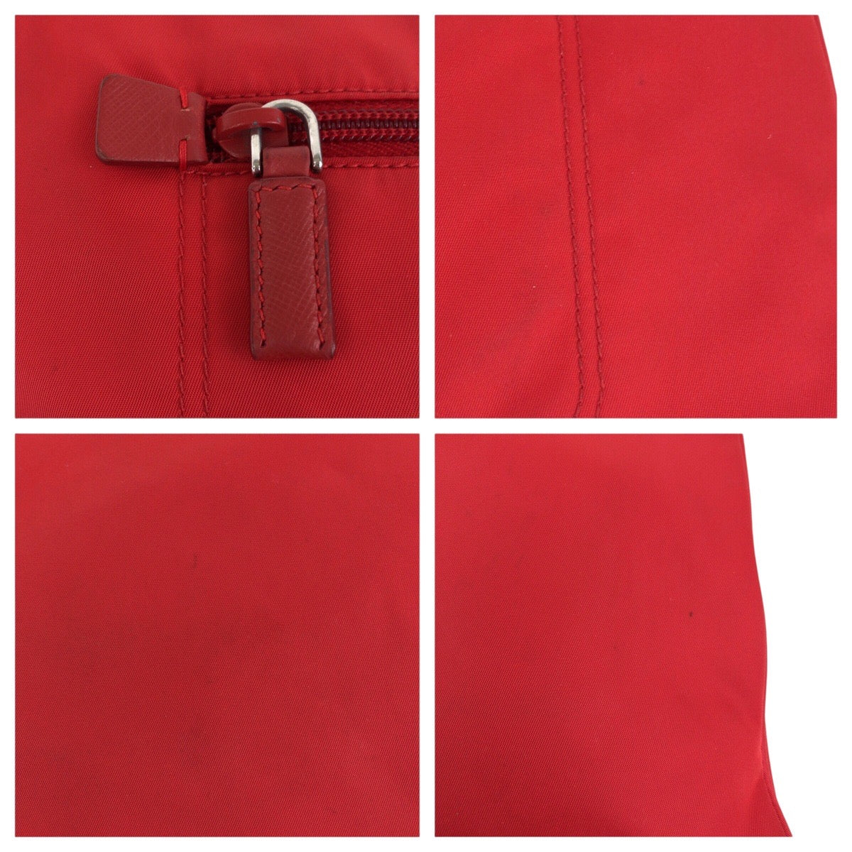 PRADA Shoulder Bag Nylon Red Silver Metal Crossbody Shoulder Bag Test Triangle With logo Women Used Authentic