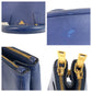 PRADA Handbag BN1786 leather Blue GoldMetal Handbag Tote Bag Safiano Galleria TriangleWith logo Women Used Authentic