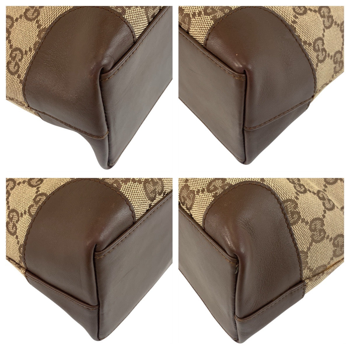 GUCCI Tote Bag 002 1119 GG canvas, leather Beige brown Tote Bag handbag Women Used Authentic