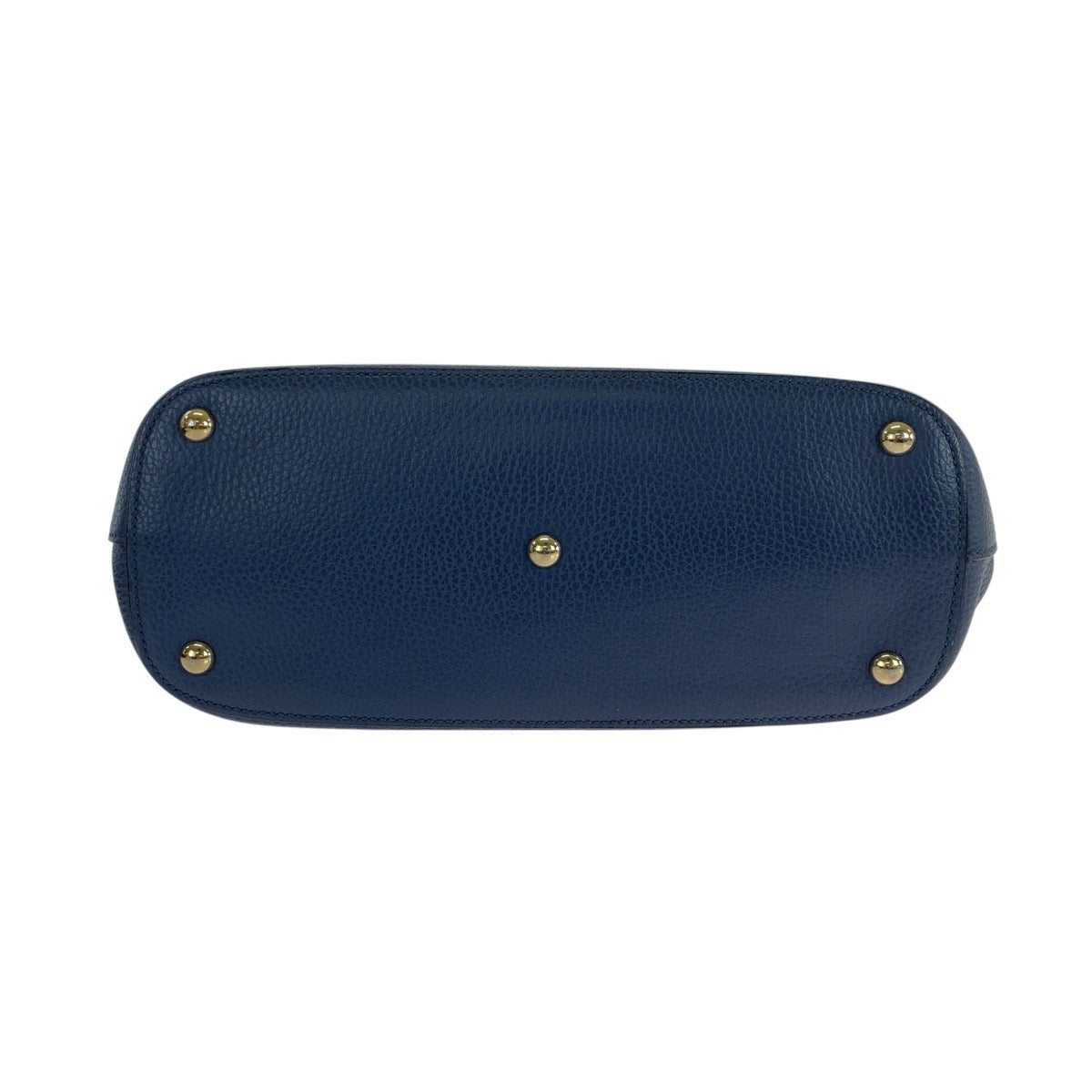 GUCCI Tote Bag 388561 leather Blue GoldMetal Tote Bag Shoulder Bag Interlocking Women Used Authentic