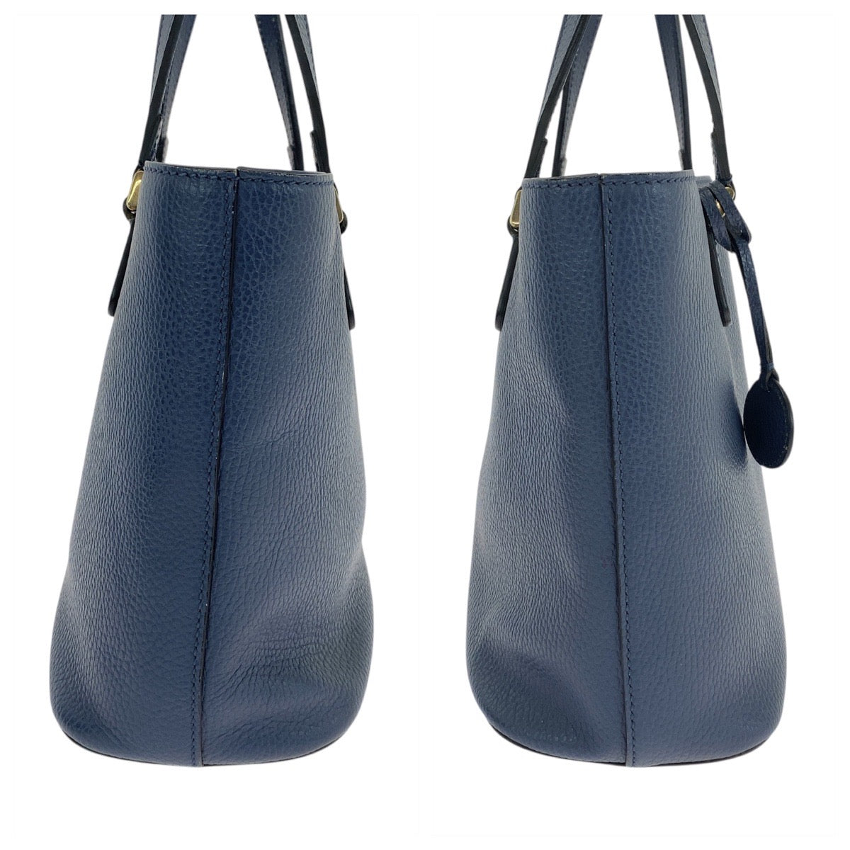 GUCCI Tote Bag 388561 leather Blue GoldMetal Tote Bag Shoulder Bag Interlocking Women Used Authentic