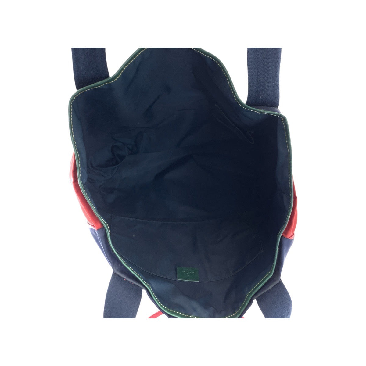 GUCCI Tote Bag 189665 Nylon Navy red green Tote Bag Shoulder Bag Sherry line Crest mens Used Authentic