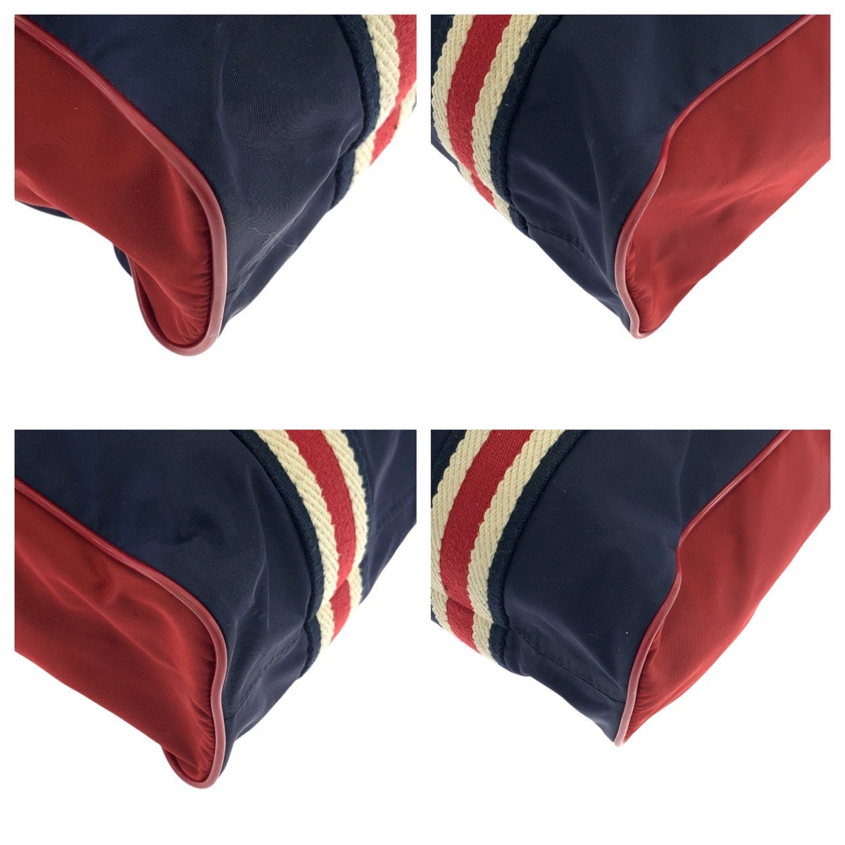 GUCCI Tote Bag 189665 Nylon Navy red green Tote Bag Shoulder Bag Sherry line Crest mens Used Authentic