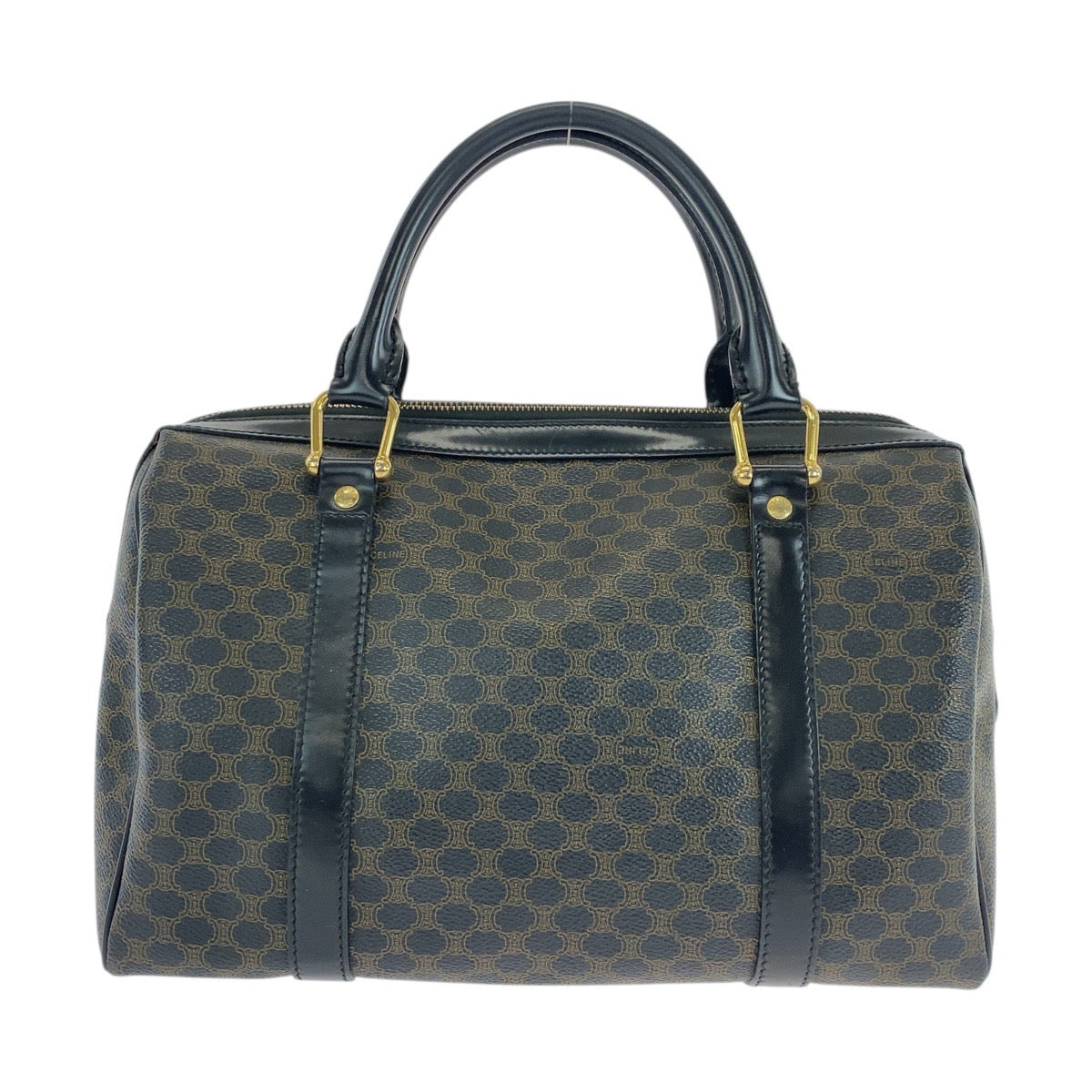 CELINE Handbag DM00/1 PVC Brown Black Gold Metal Handbag Boston Duffel bag Macadam Women Used Authentic