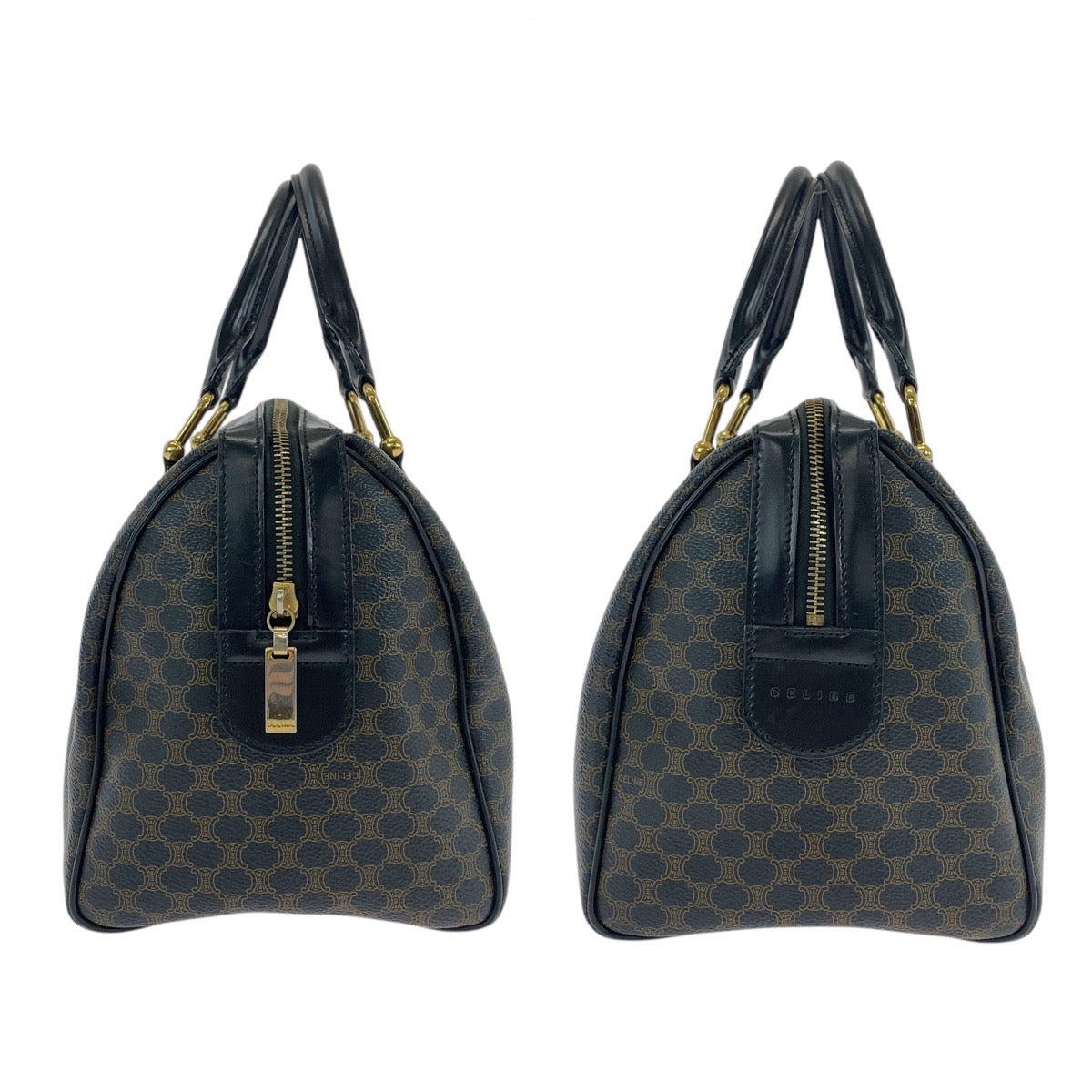 CELINE Handbag DM00/1 PVC Brown Black Gold Metal Handbag Boston Duffel bag Macadam Women Used Authentic