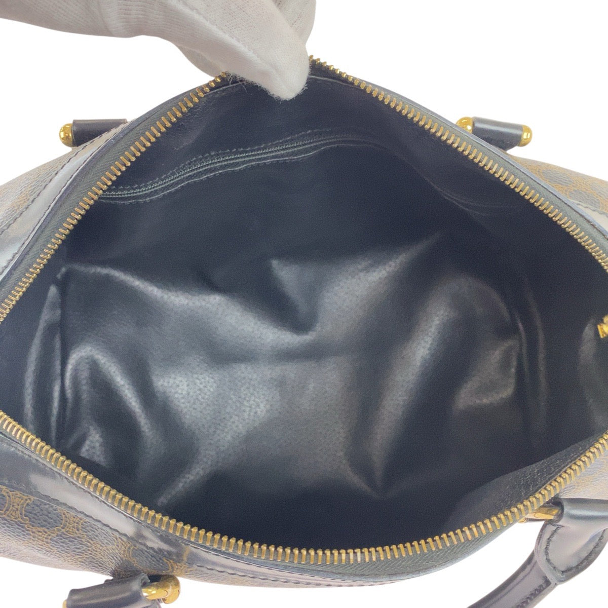 CELINE Handbag DM00/1 PVC Brown Black Gold Metal Handbag Boston Duffel bag Macadam Women Used Authentic
