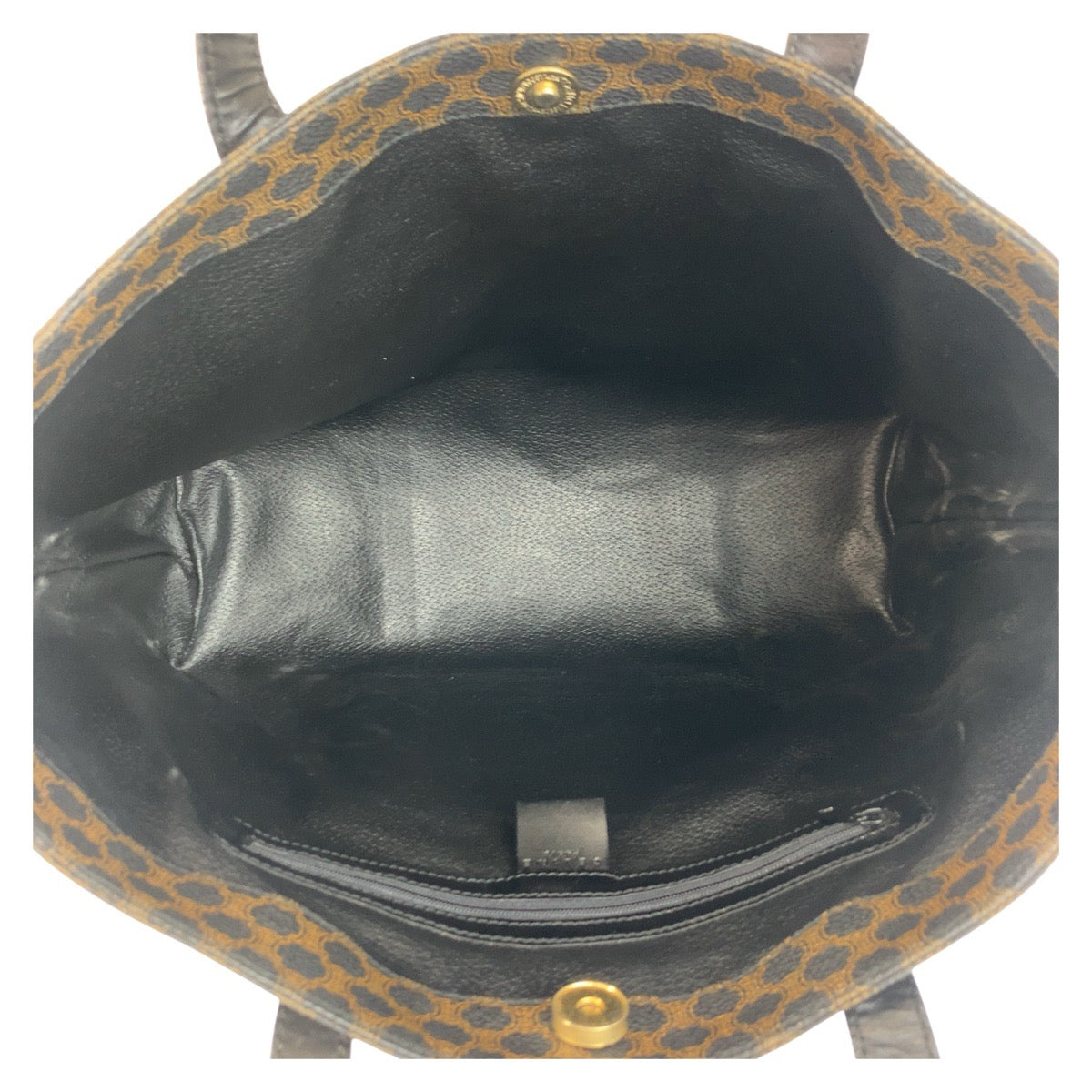 CELINE Tote Bag MC99/1 PVC Brown Black Gold Metal Tote Bag Shoulder Bag Macadam Women Used Authentic