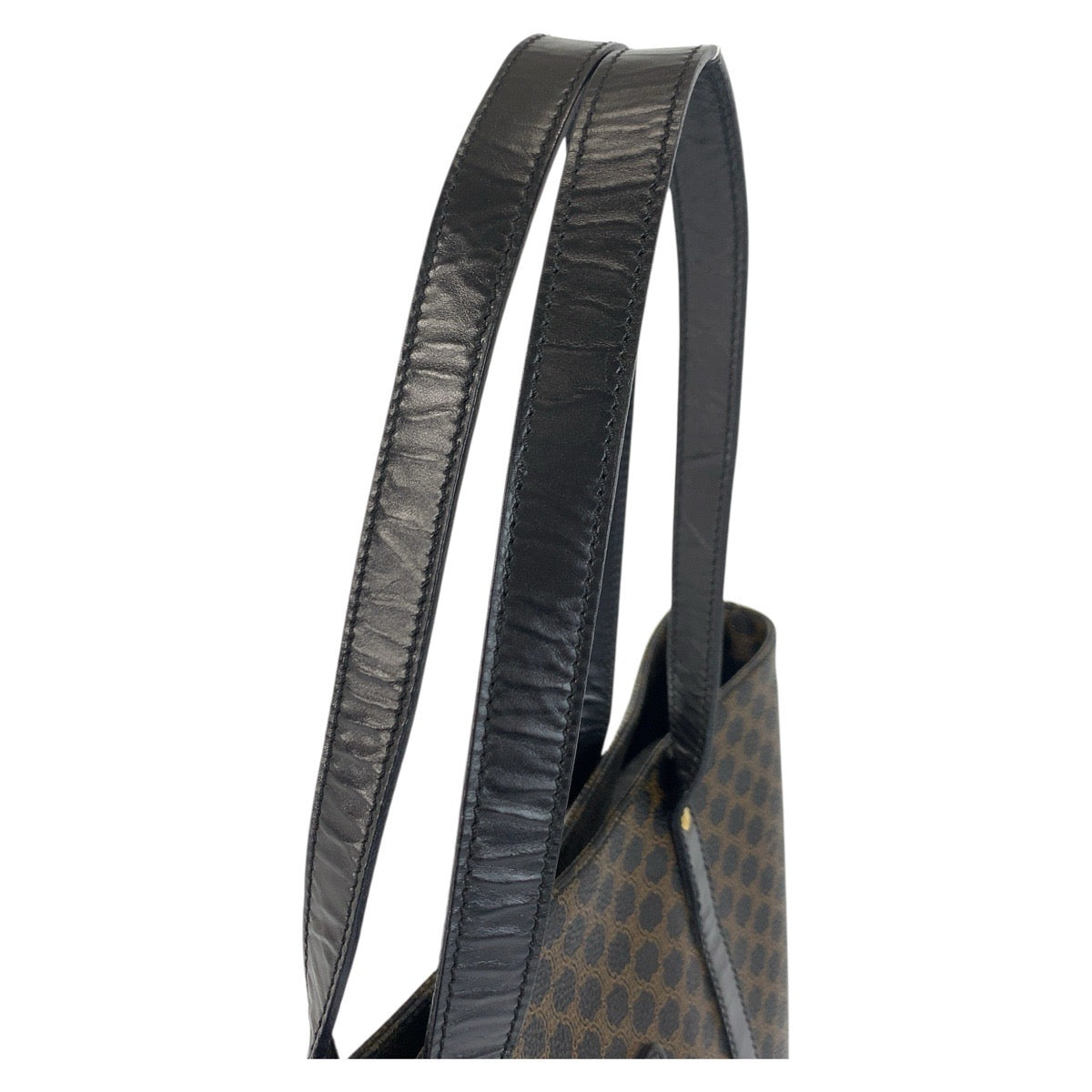 CELINE Tote Bag MC99/1 PVC Brown Black Gold Metal Tote Bag Shoulder Bag Macadam Women Used Authentic