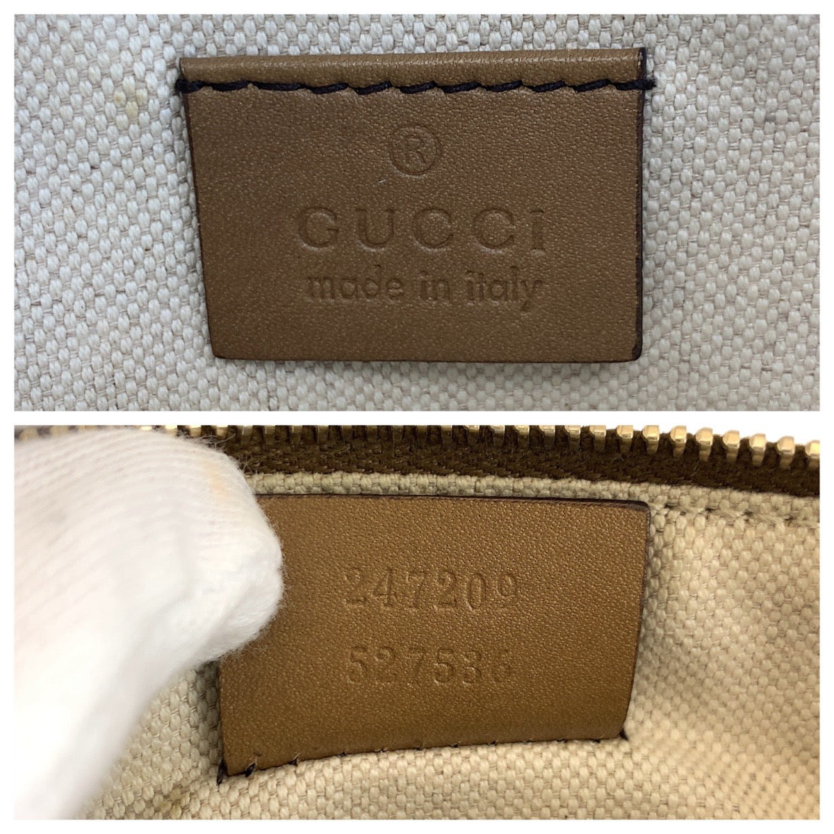 GUCCI Tote Bag 247209 GG canvas, leather Beige Gold Metal Tote Bag Shoulder Bag Women Used Authentic
