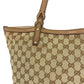 GUCCI Tote Bag 247209 GG canvas, leather Beige Gold Metal Tote Bag Shoulder Bag Women Used Authentic