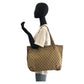 GUCCI Tote Bag 247209 GG canvas, leather Beige Gold Metal Tote Bag Shoulder Bag Women Used Authentic