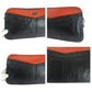 PRADA Clutch bag leather Black Orange SilverMetal Clutch bag business bag Triangle With logo Women Used Authentic