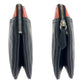 PRADA Clutch bag leather Black Orange SilverMetal Clutch bag business bag Triangle With logo Women Used Authentic