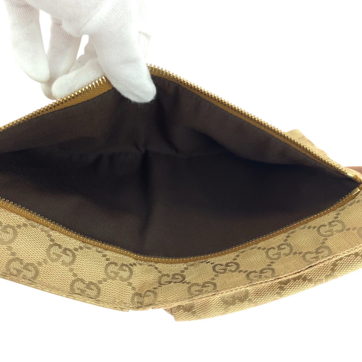 GUCCI Waist bag 28566 GG canvas Beige Gold Pink GoldMetal Waist Bag Bum Bag Sherry line Women Used Authentic
