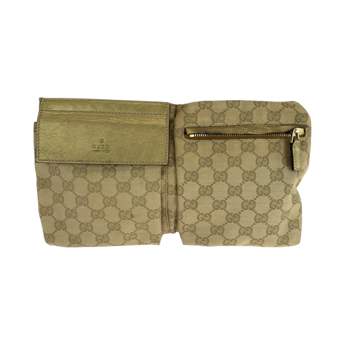 GUCCI Waist bag 28566 GG canvas Beige Gold Pink GoldMetal Waist Bag Bum Bag Sherry line Women Used Authentic