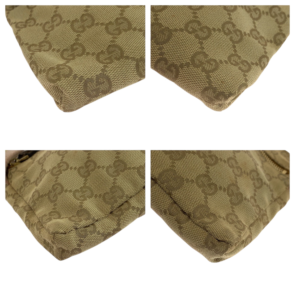 GUCCI Waist bag 28566 GG canvas Beige Gold Pink GoldMetal Waist Bag Bum Bag Sherry line Women Used Authentic