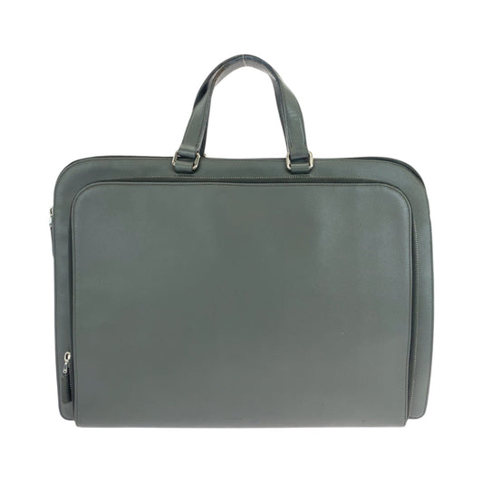PRADA Business bag VR0078  leather Grey SilverMetal Business bag handbag Safiano Triangle With logo Women Used Authentic