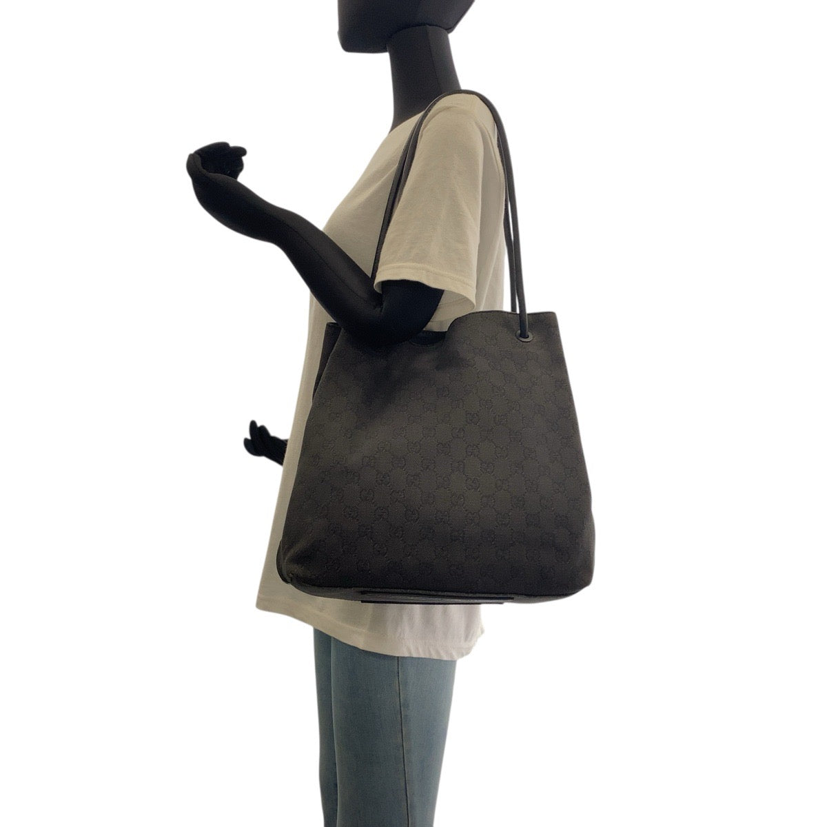 GUCCI Shoulder Bag 101341 GG canvas, leather black Women Used Authentic
