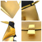 CELINE Shoulder Bag leather Gold Metal Shoulder Bag pochette Women Used Authentic
