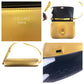 CELINE Shoulder Bag leather Gold Metal Shoulder Bag pochette Women Used Authentic
