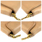 GUCCI Shoulder Bag 251821 leather Beige Gold Metal ChainShoulder Bag Pochette Double G Women Used Authentic