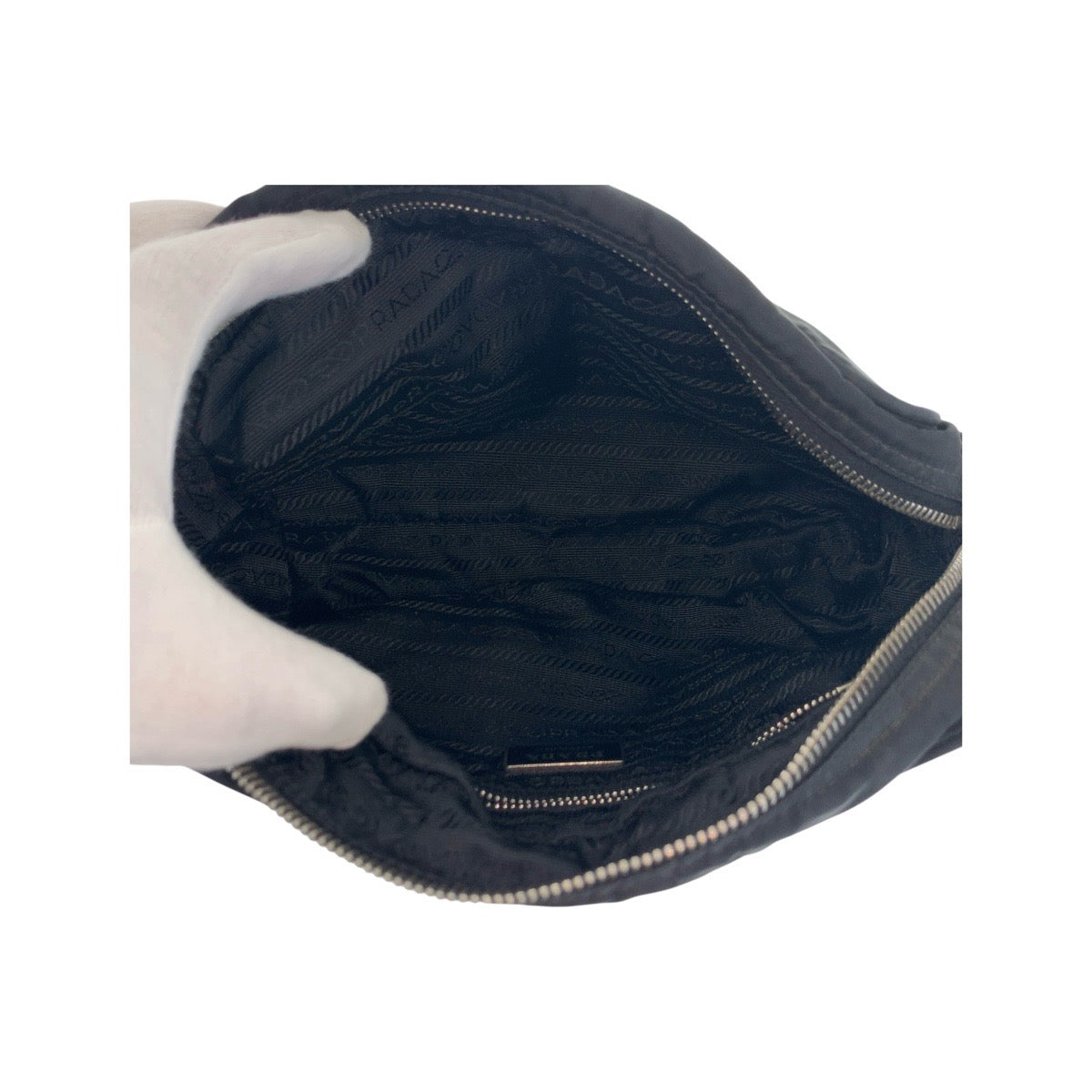 PRADA Shoulder Bag Nylon Black SilverMetal Test Triangle With logo