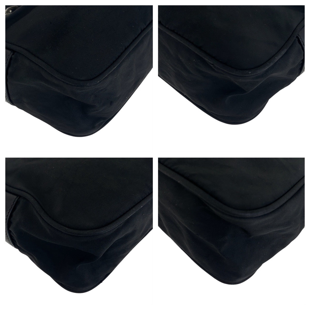 PRADA Shoulder Bag Nylon Black SilverMetal Test Triangle With logo