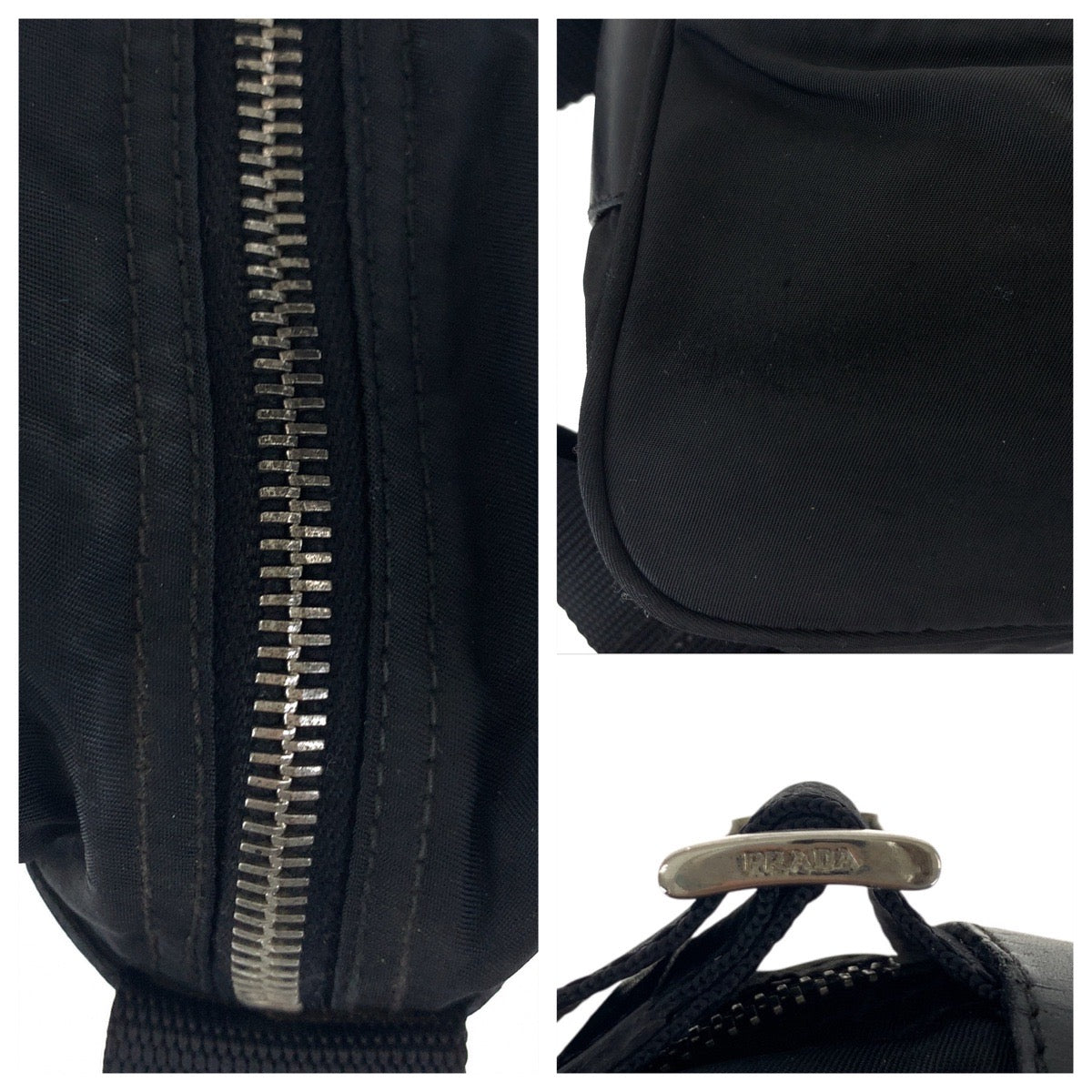 PRADA Shoulder Bag Nylon Black SilverMetal Test Triangle With logo