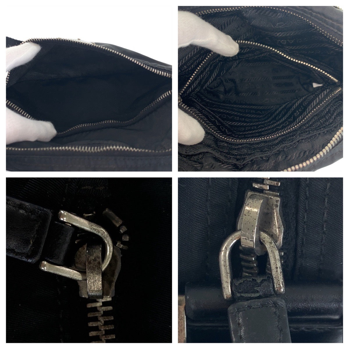 PRADA Shoulder Bag Nylon Black SilverMetal Test Triangle With logo