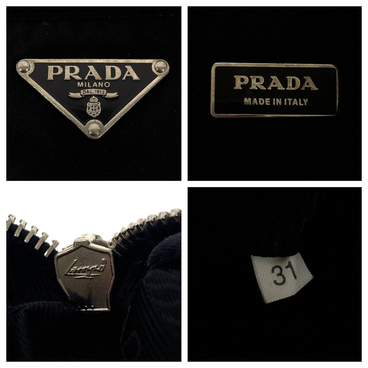 PRADA Shoulder Bag Nylon Black SilverMetal Test Triangle With logo