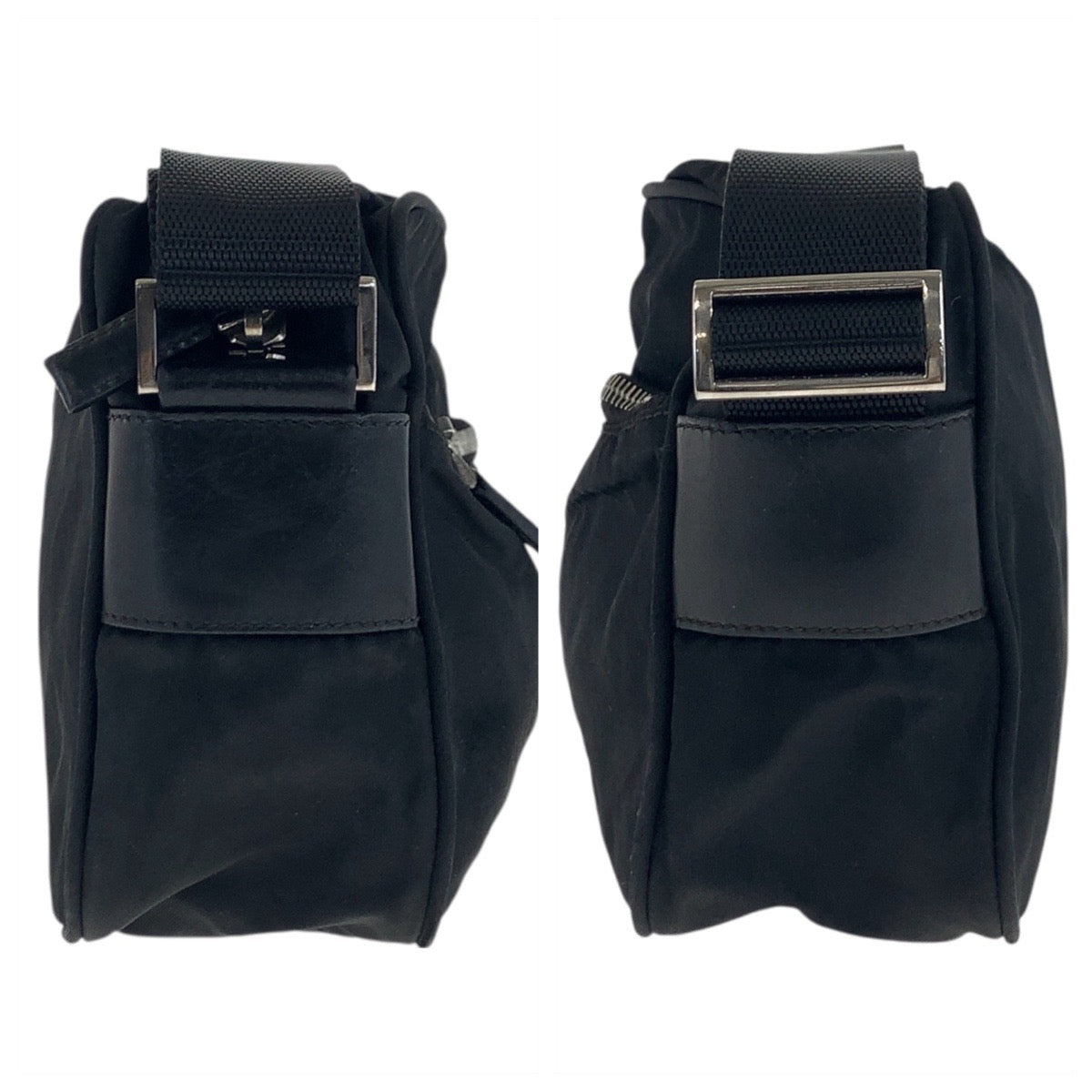 PRADA Shoulder Bag Nylon Black SilverMetal Test Triangle With logo