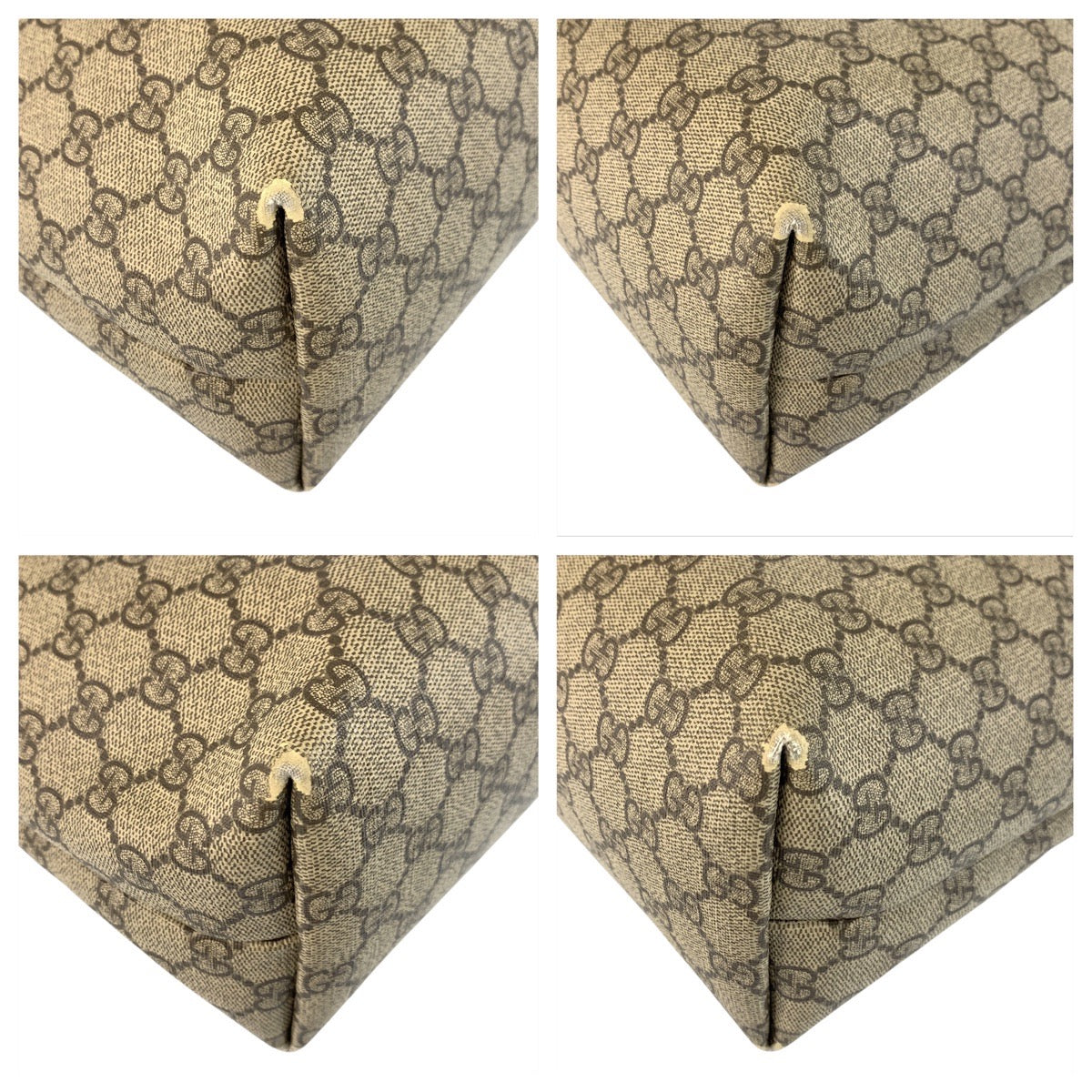 GUCCI Tote Bag 211137 GG Supreme canvas, leather Beige Ivory Tote Bag Shoulder Bag Women Used Authentic