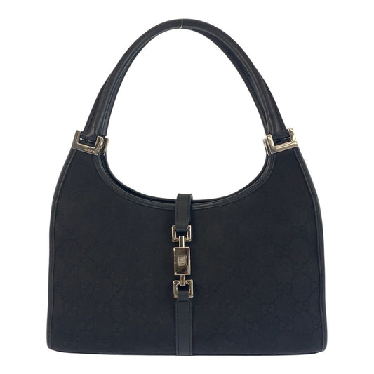 GUCCI Handbag 002 1068 GG canvas, leather black Hobo Handbag Jackie Women Used Authentic
