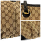 GUCCI Tote Bag 203529 GG canvas, leather Beige Black Gold Metal Tote Bag Shoulder Bag Women Used Authentic