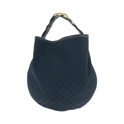 GUCCI Shoulder Bag 170414 GG canvas Black GoldMetal Hobo Shoulder Bag Women Used Authentic