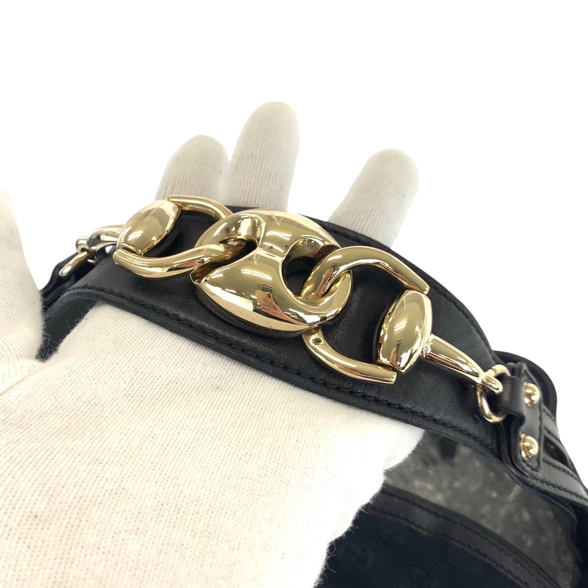 GUCCI Shoulder Bag 170414 GG canvas Black GoldMetal Hobo Shoulder Bag Women Used Authentic